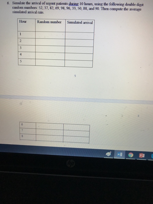 hal Establish random number intervals for the | Chegg.com
