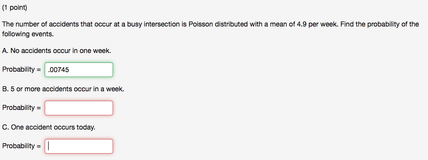 Solved The Number Of Accidents That Occur At A Busy | Chegg.com