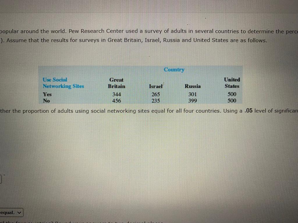 Solved Popular Around The World. Pew Research Center Used A | Chegg.com