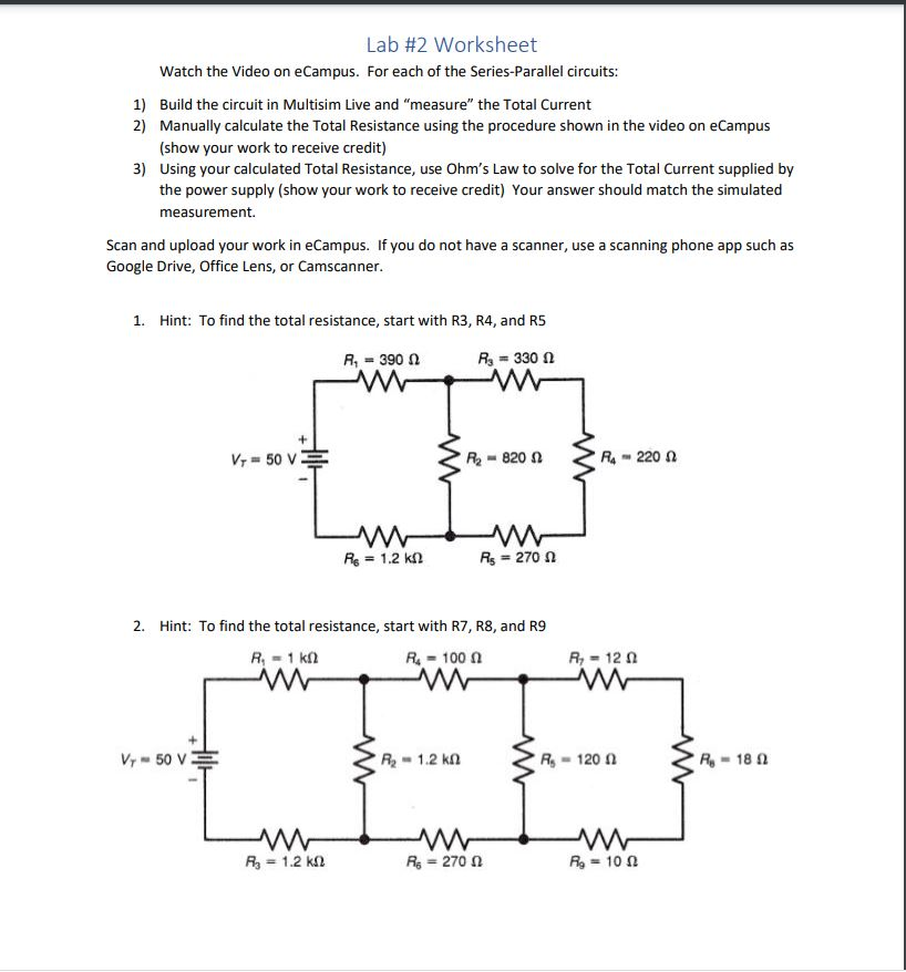 Solving Parallel Circuits Worksheet