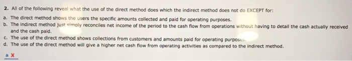 Solved Operating Activities Section-Direct Method The | Chegg.com