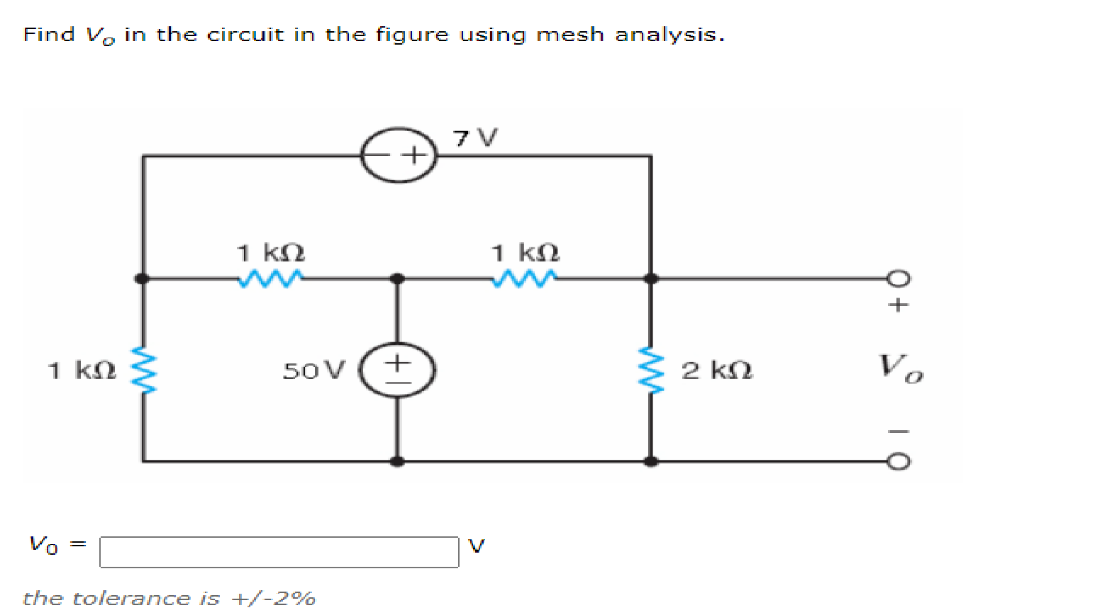 Solved Find Vo in the circuit in the figure using mesh | Chegg.com