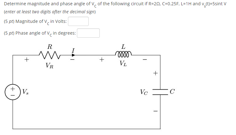 Solved Determine magnitude and phase angle of V of the | Chegg.com
