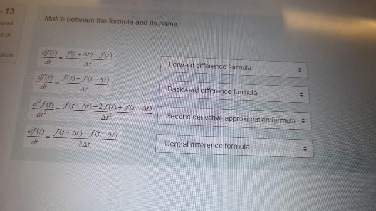 Solved 13 Match between the formula and its name saved it of | Chegg.com
