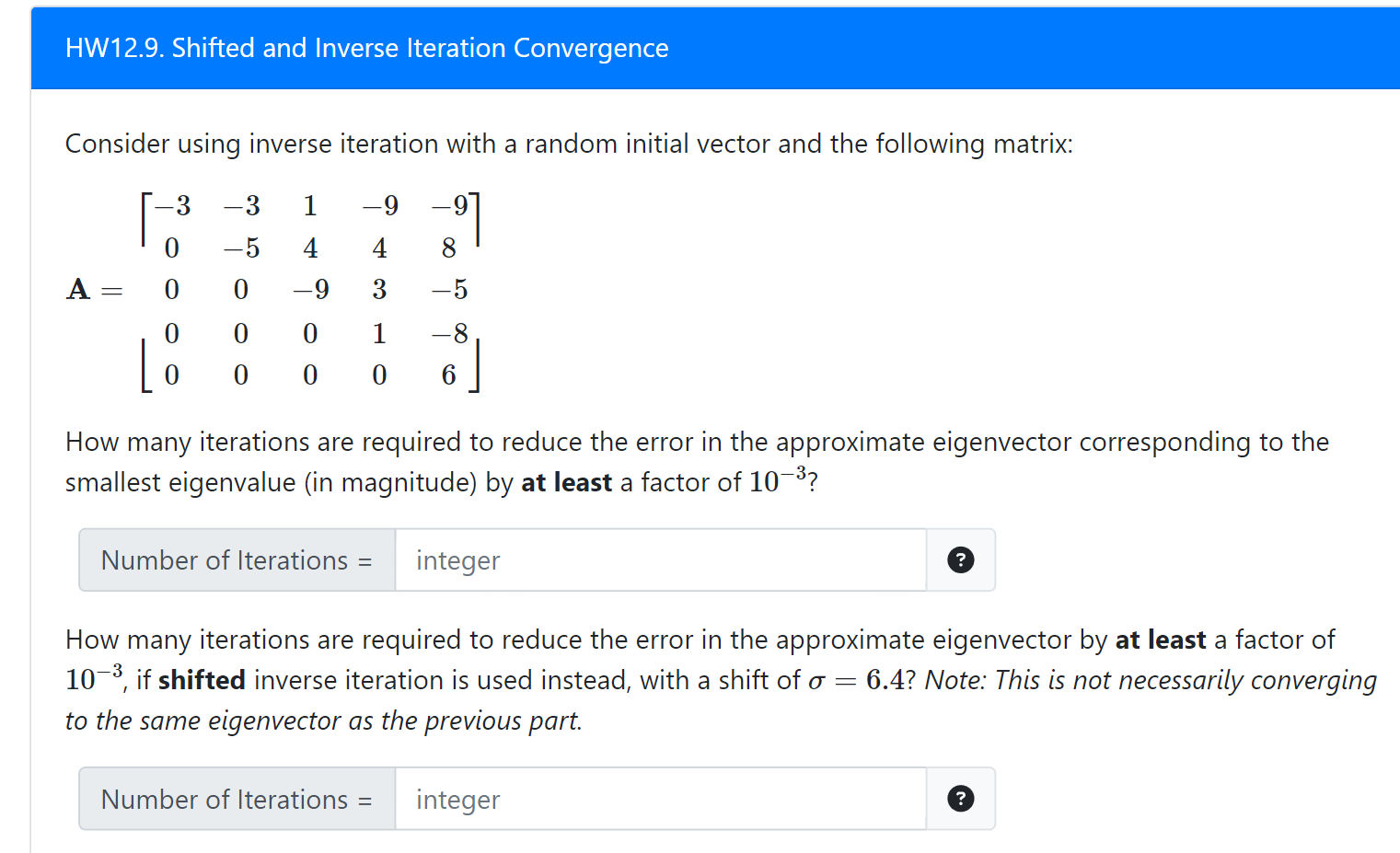 Consider using inverse iteration with a random | Chegg.com