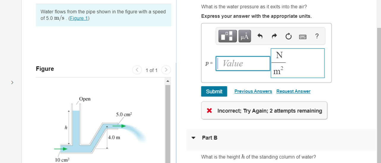 Solved Water flows from the pipe shown in the figure with a | Chegg.com