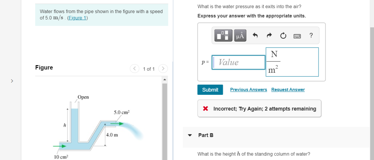 Solved Water Flows From The Pipe Shown In The Figure With A | Chegg.com