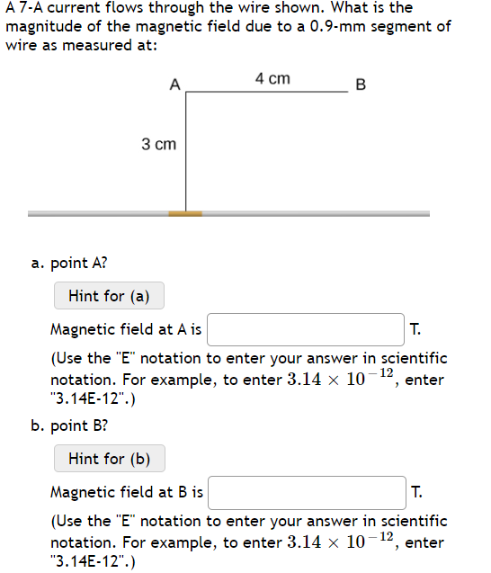 Solved A 7-A current flows through the wire shown. What is | Chegg.com