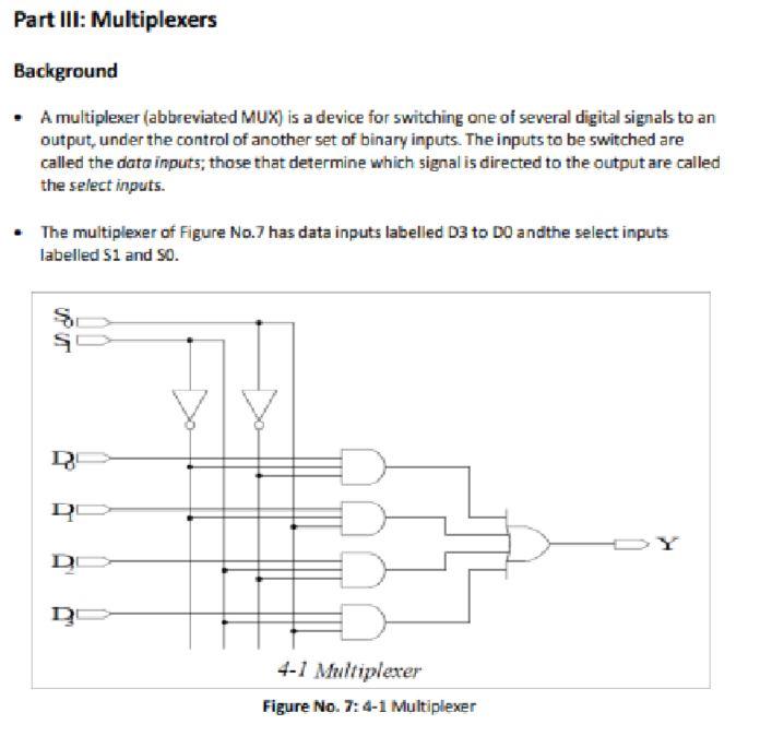 Part III: Multiplexers Background - A multiplexer | Chegg.com