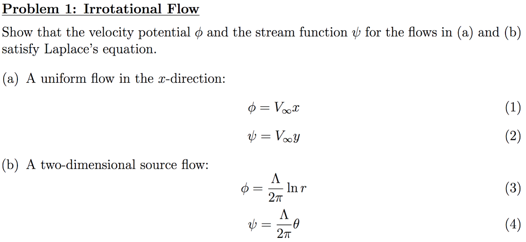 Solved Problem 1: Irrotational Flow Show that the velocity | Chegg.com