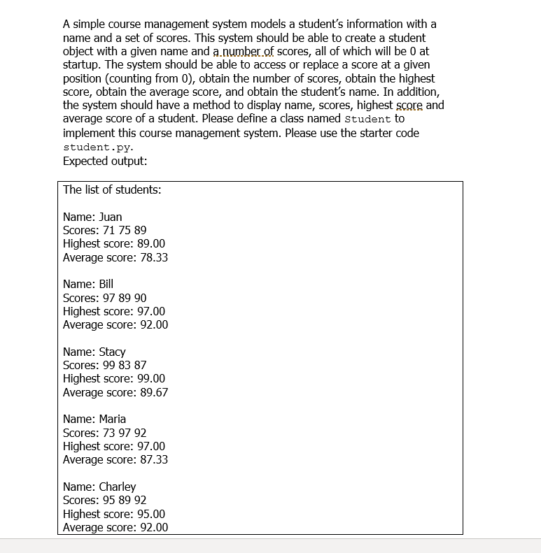 Solved A simple course management system models a student's | Chegg.com