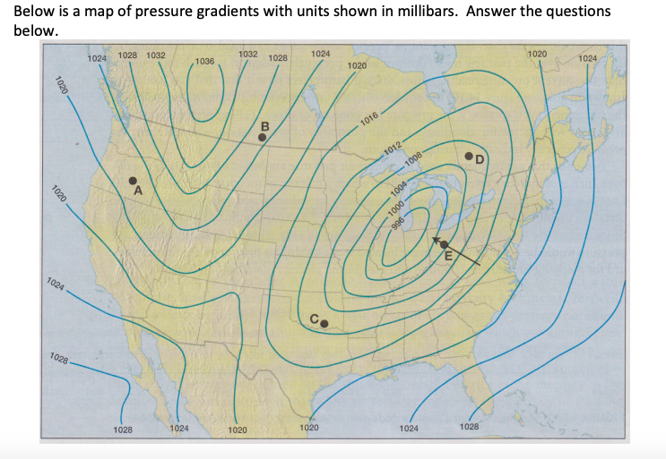 Solved Below is a map of pressure gradients with units shown | Chegg.com