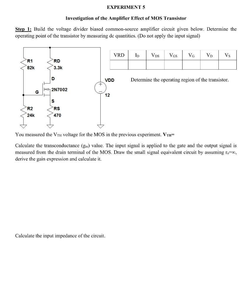 EXPERIMENT 5 Investigation of the Amplifier Effect of