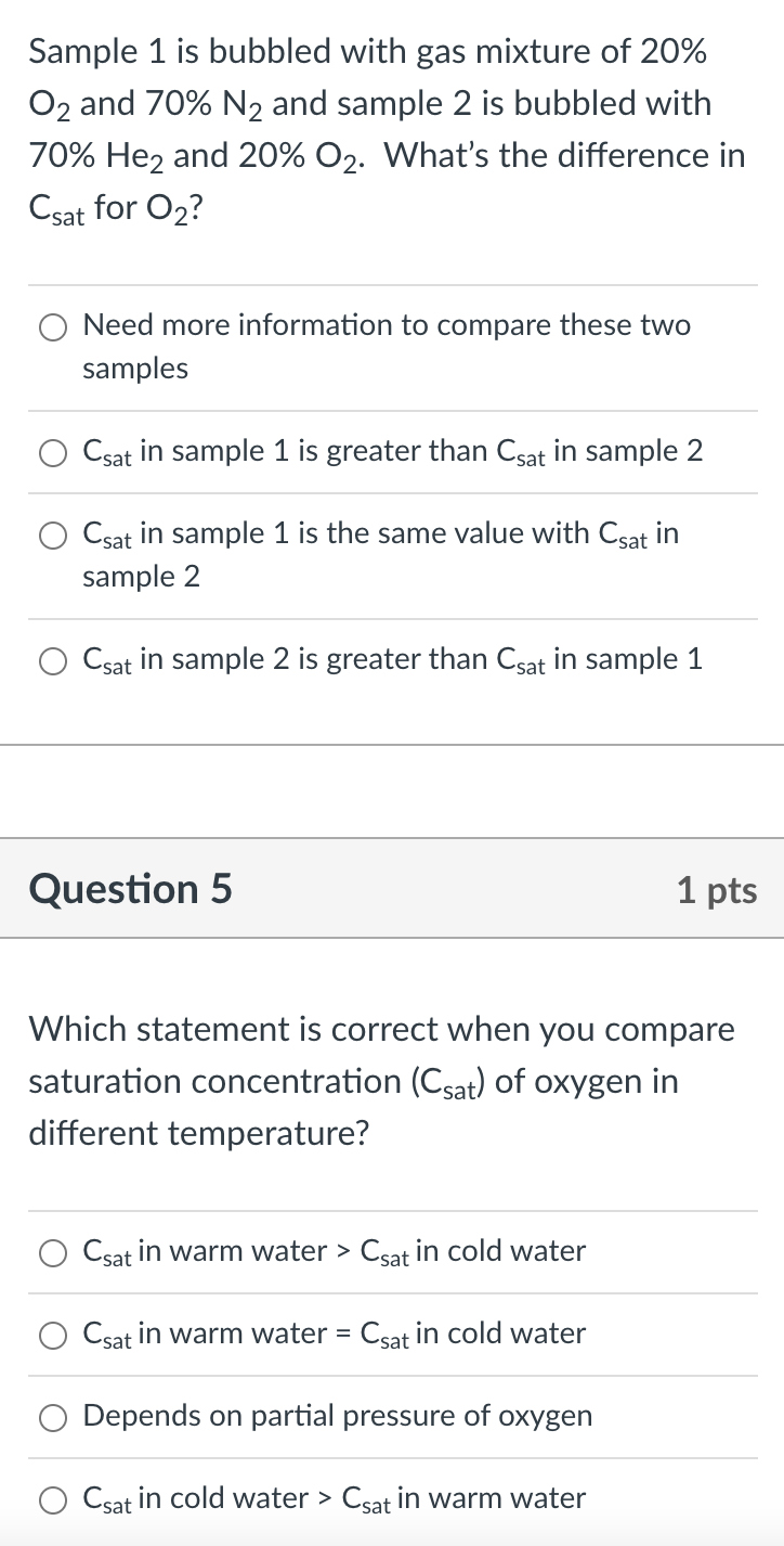 Solved Sample 1 Is Bubbled With Gas Mixture Of 20% O2 And | Chegg.com