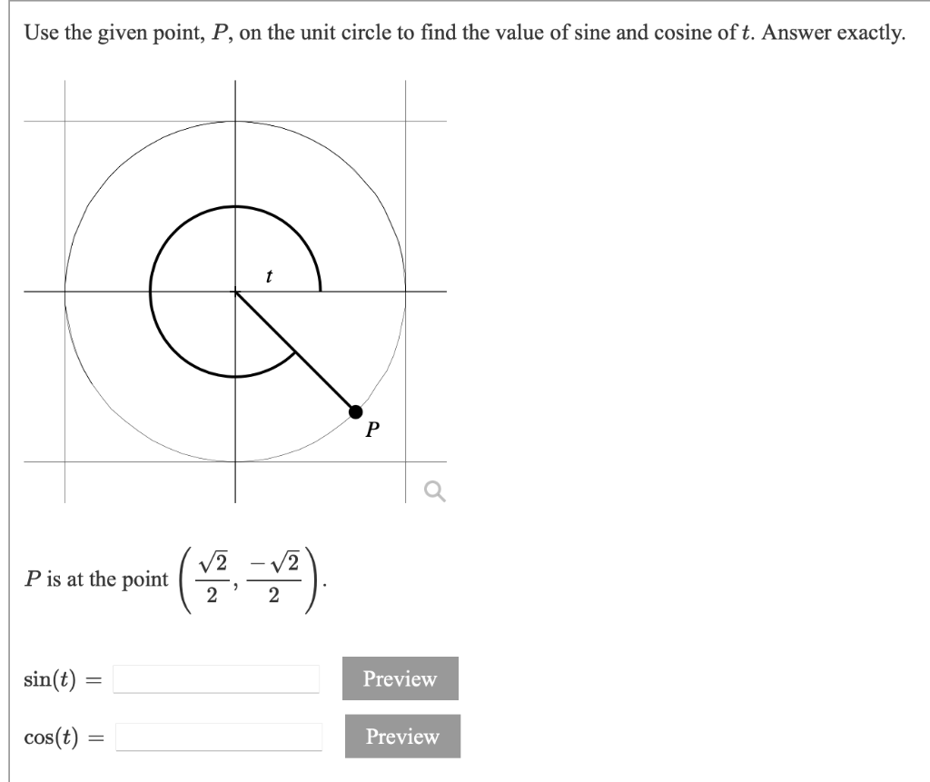 Solved Use the given point, P, on the unit circle to find | Chegg.com