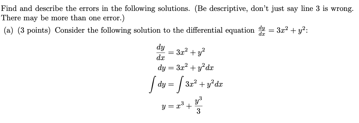 Solved Find and describe the errors in the following | Chegg.com