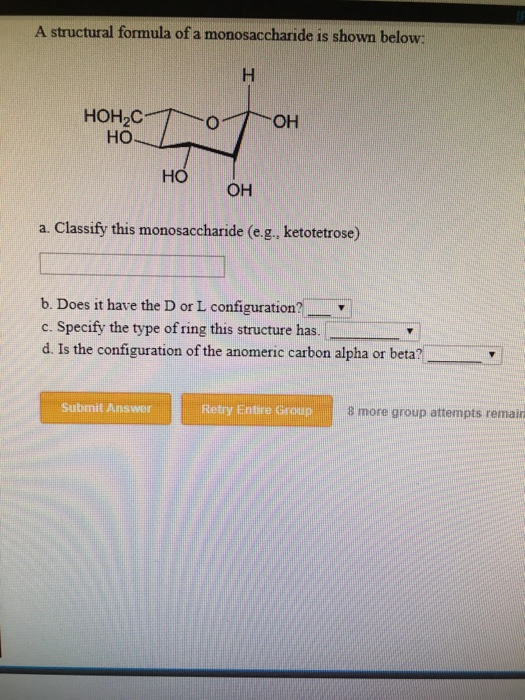 Solved A Structural Formula Of A Monosaccharide Is Shown | Chegg.com