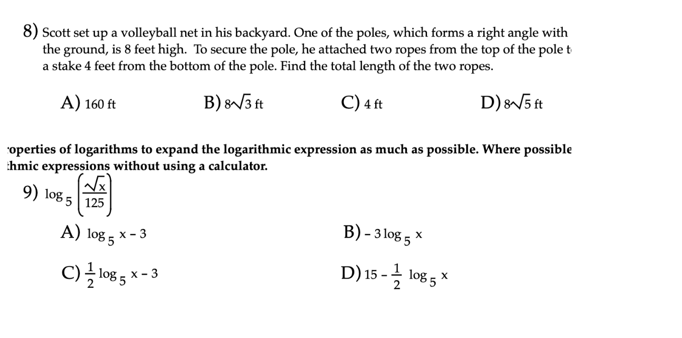 Solved 8) Scott set up a volleyball net in his backyard. One
