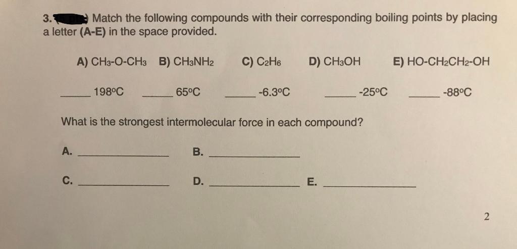 Solved 3. Match the following compounds with their | Chegg.com