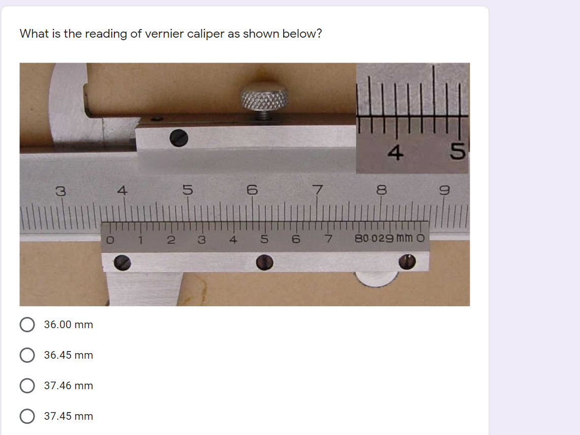 Solved What is the reading of vernier caliper as shown