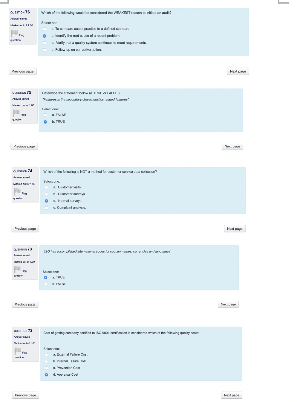 Solved L QUESTION 76 Which of the following would be | Chegg.com