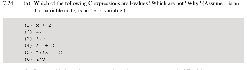Solved 7.24 (a) Which of the following C expressions are | Chegg.com