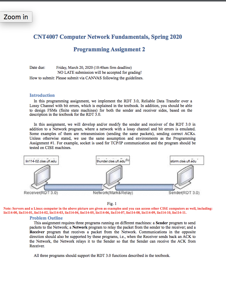 Zoom in CNT4007 Computer Network Fundamentals, Spring | Chegg.com