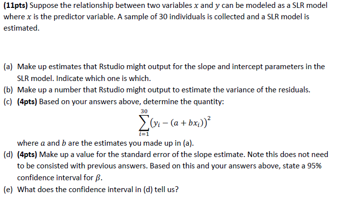 Solved (11pts) Suppose the relationship between two | Chegg.com