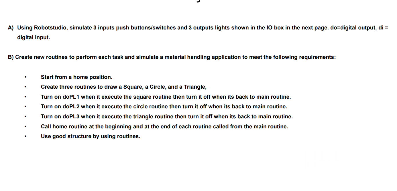 A) Using Robotstudio, simulate 3 inputs push | Chegg.com