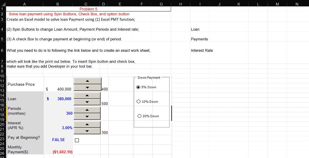 Solved Complete the loan payment using a check box, spin