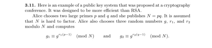 Solved 3.11. Here is an example of a public key system that | Chegg.com