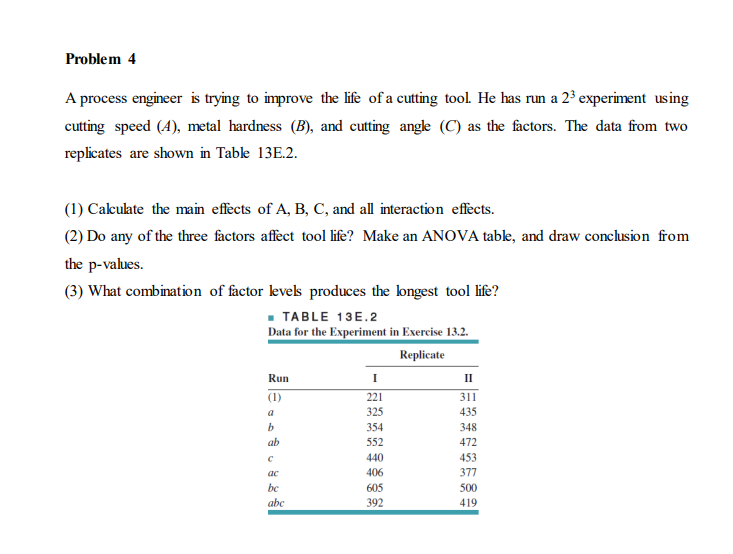 Solved Problem 4 A process engineer is trying to improve the | Chegg.com