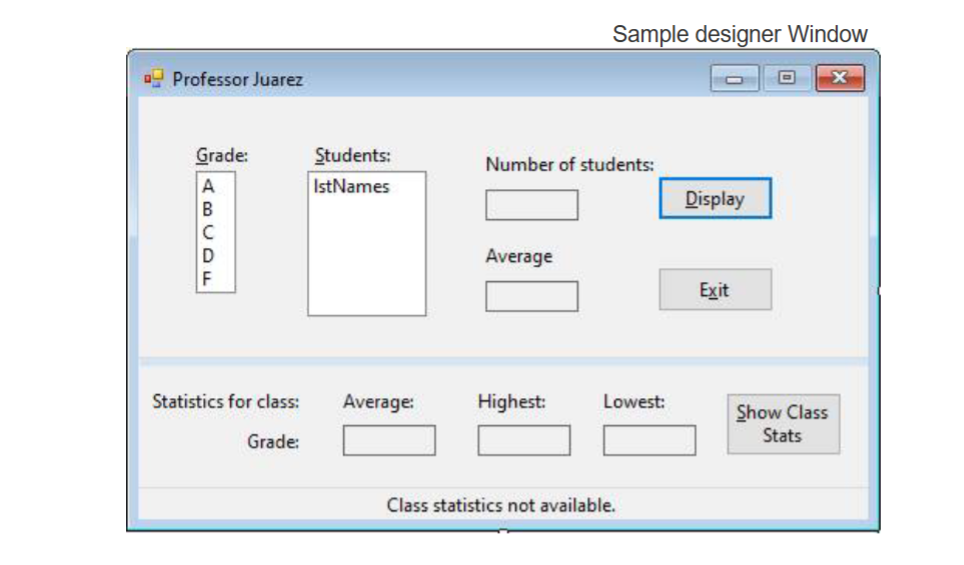 Solved Create a Windows Forms application for Professor | Chegg.com