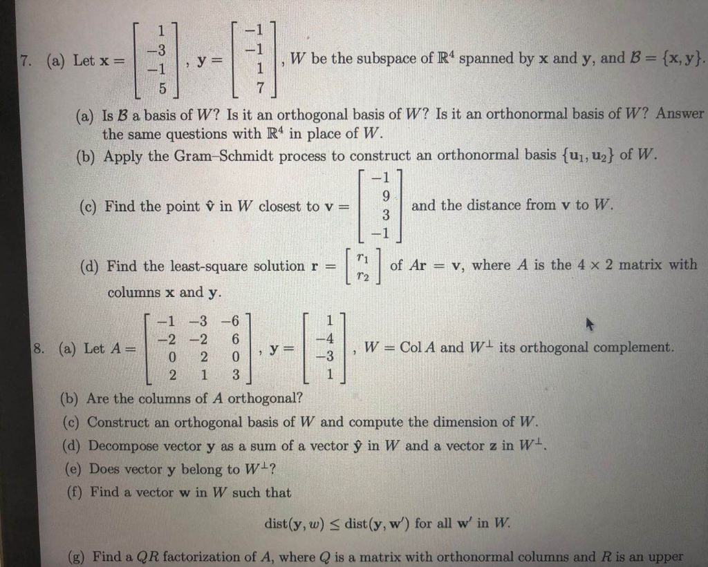 Solved 3 7 A Let X 1 W Be The Subspace Of R4 Span Chegg Com