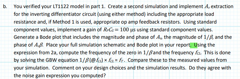 You verified your LT1122 model in part 1. Create a | Chegg.com
