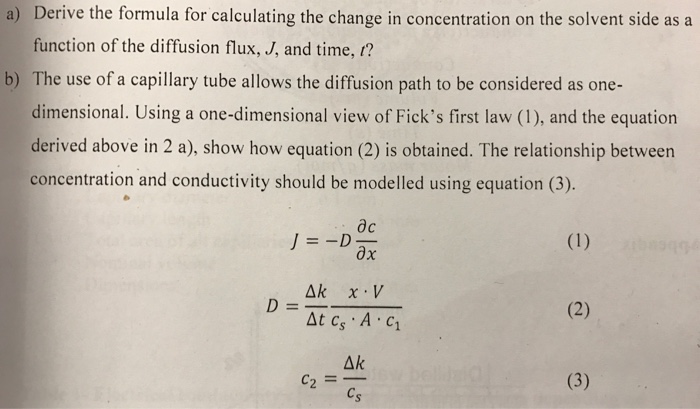 Derive the formula for calculating the change in | Chegg.com