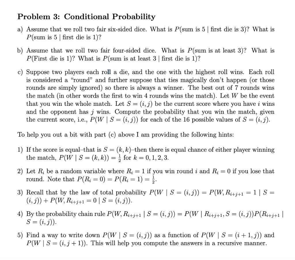 conditional probability homework 3