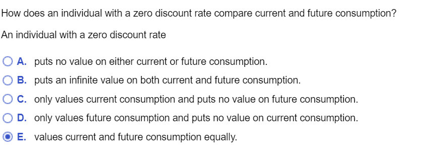 Solved How does an individual with a zero discount rate | Chegg.com