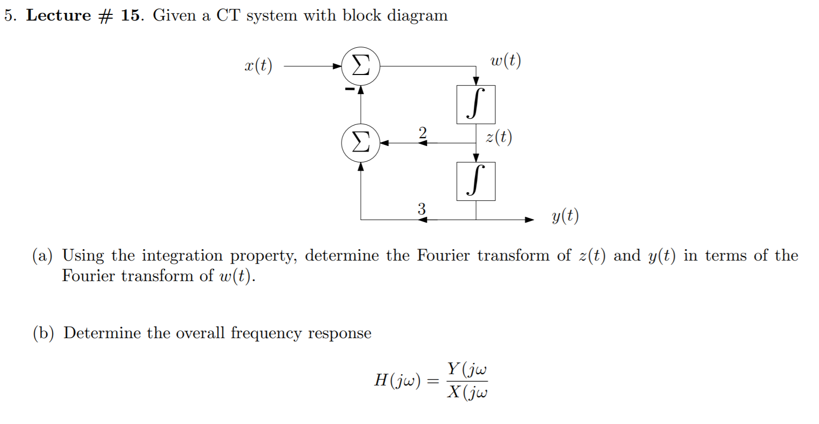 Solved 5 Lecture 15 Given A Ct System With Block Diag Chegg Com