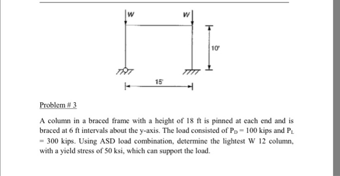 Solved 10 797 15 Problem # 3 A column in a braced frame with | Chegg.com