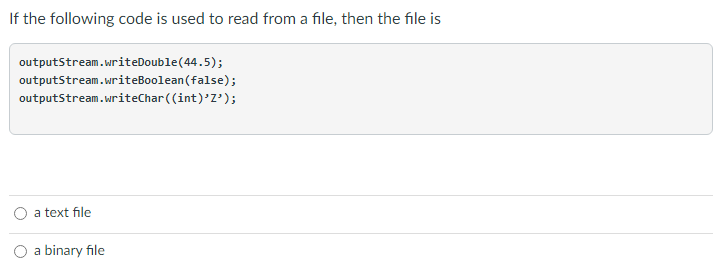 Solved If the following code is used to read from a file, | Chegg.com