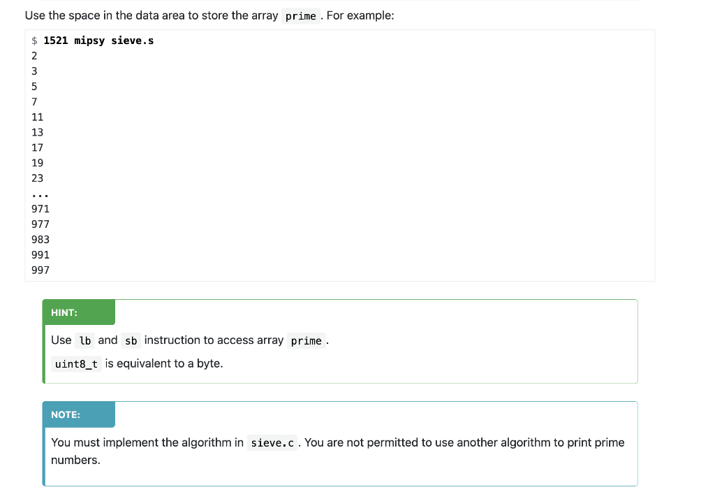 Solved EXERCISE - INDIVIDUAL: MIPS Sieve The Files For This | Chegg.com