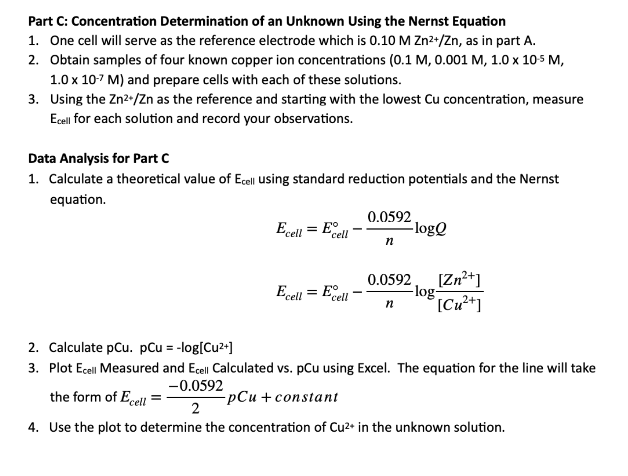 Solved please solve pcu and uknown for Cu2+ using the