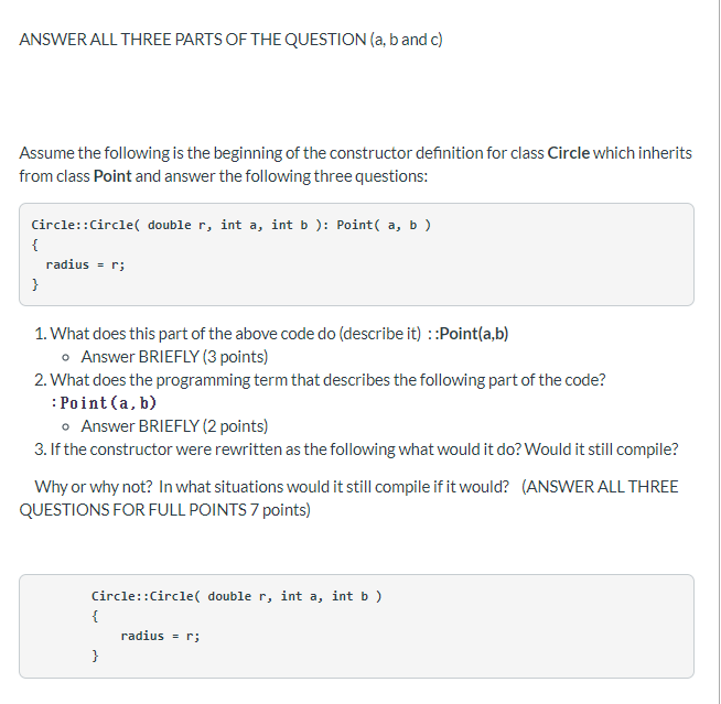 Solved ANSWER ALL THREE PARTS OF THE QUESTION (a, b and c) | Chegg.com