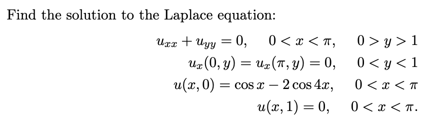 Solved Find The Solution To The Laplace Equation Uxx Uyy