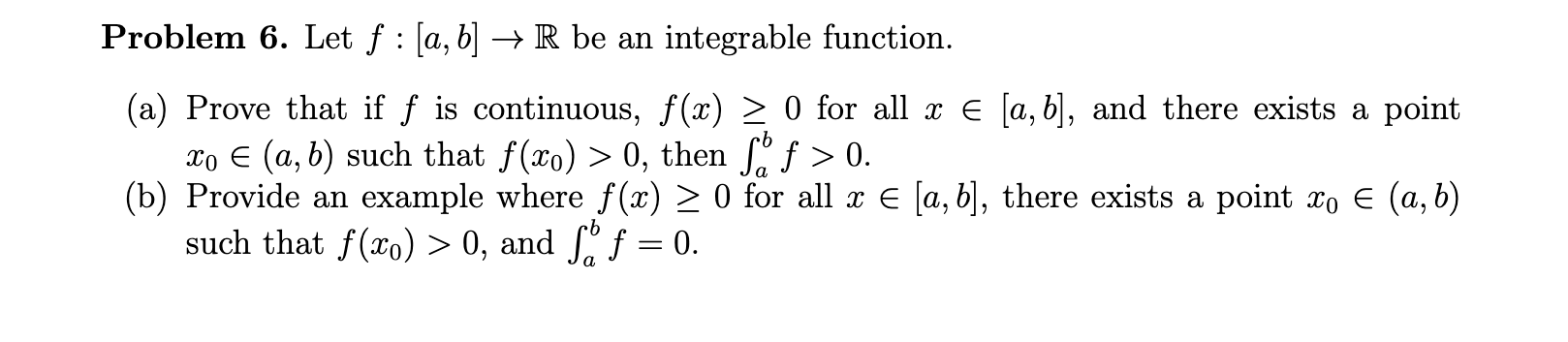 Solved Problem 6. Let F:[a,b]→R Be An Integrable Function. | Chegg.com