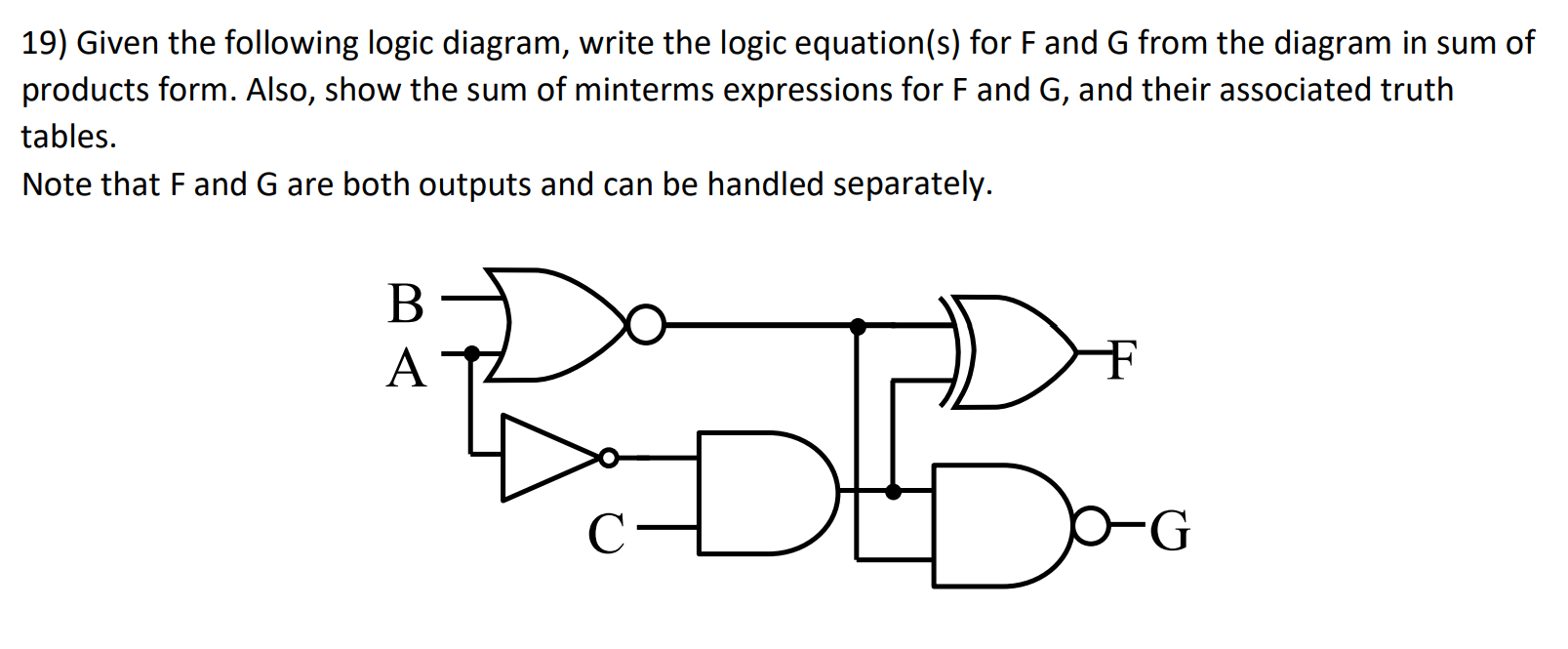 Solved 19) Given The Following Logic Diagram, Write The | Chegg.com