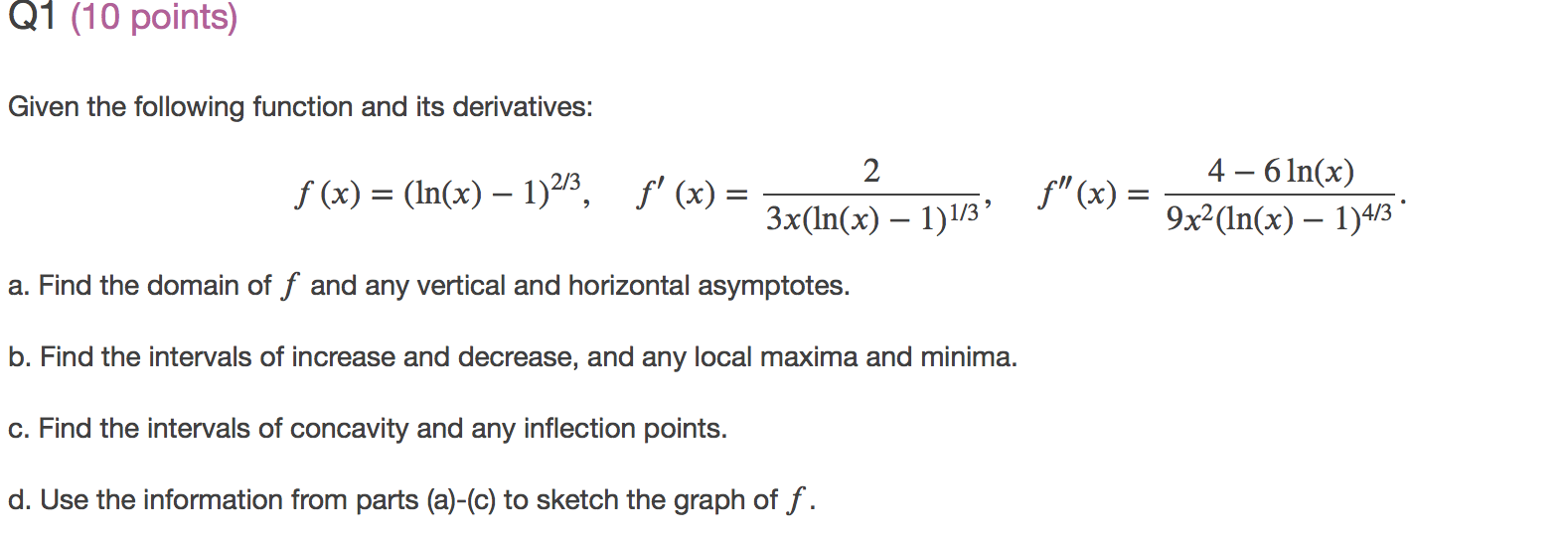 Solved Q1 (10 points) Given the following function and its | Chegg.com