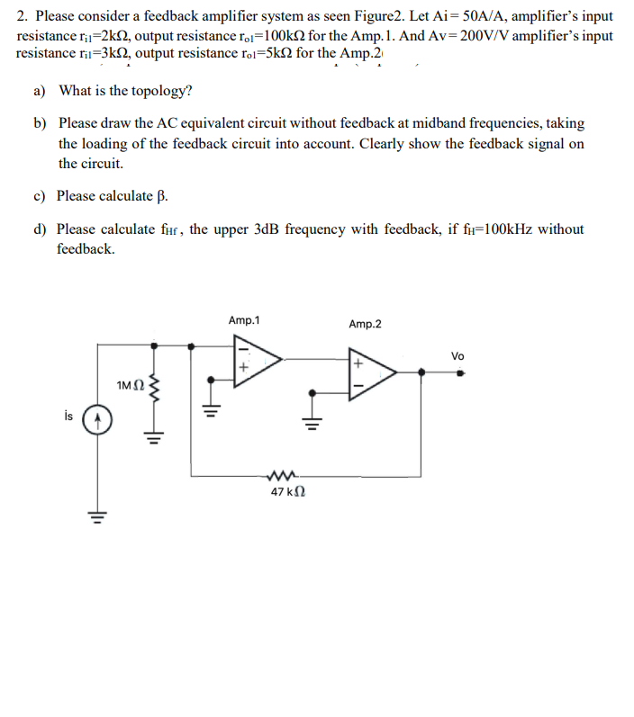 Solved 2. Please Consider A Feedback Amplifier System As | Chegg.com