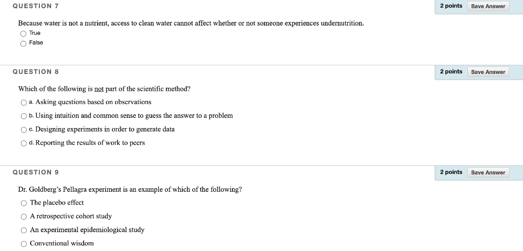 Solved QUESTION 7 2 points Save Answer Because water is not | Chegg.com